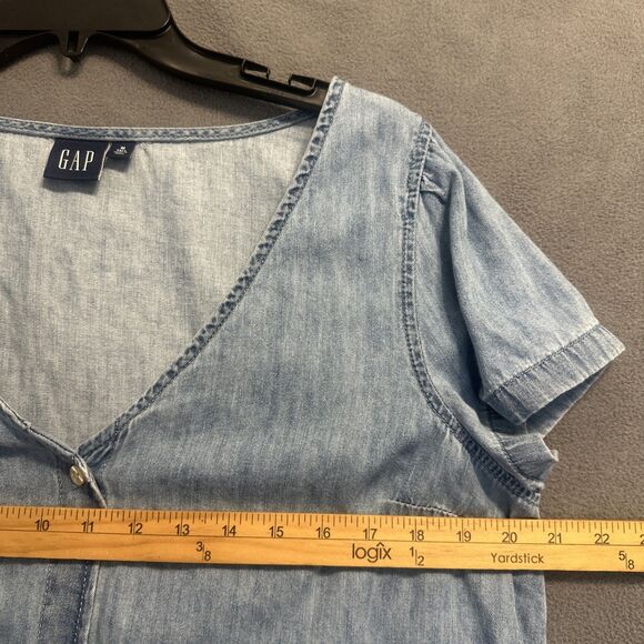 GAP Denim Chambray Shirt Button Up Size M Tall Country Coastal Cowgirl 90s Mom - Picture 5 of 7